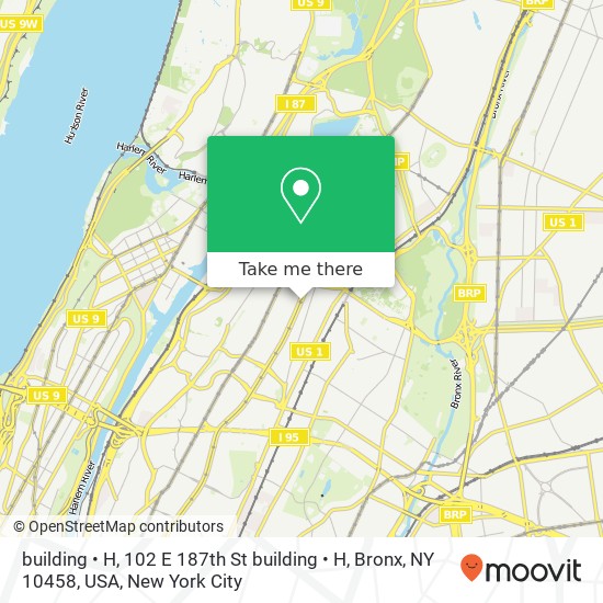 Mapa de building  •  H, 102 E 187th St building  •  H, Bronx, NY 10458, USA