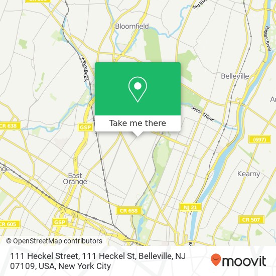 Mapa de 111 Heckel Street, 111 Heckel St, Belleville, NJ 07109, USA