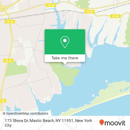 Mapa de 173 Shore Dr, Mastic Beach, NY 11951