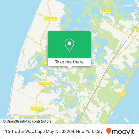 Mapa de 15 Trotter Way, Cape May, NJ 08204