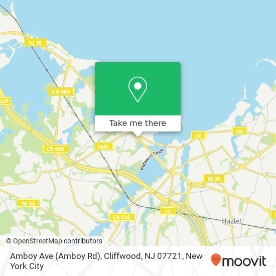 Mapa de Amboy Ave (Amboy Rd), Cliffwood, NJ 07721