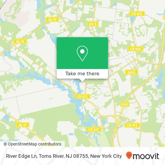 Mapa de River Edge Ln, Toms River, NJ 08755