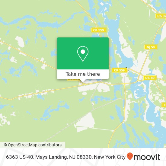 Mapa de 6363 US-40, Mays Landing, NJ 08330