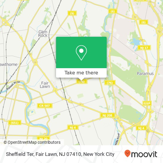 Mapa de Sheffield Ter, Fair Lawn, NJ 07410