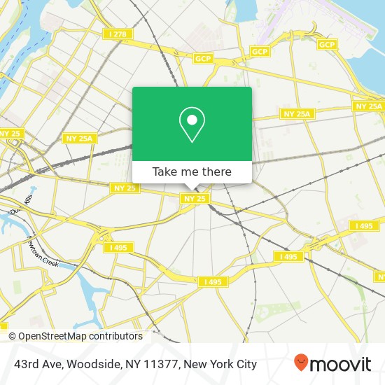 Mapa de 43rd Ave, Woodside, NY 11377