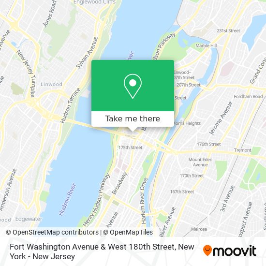 Fort Washington Avenue & West 180th Street map