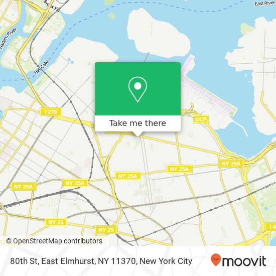 Mapa de 80th St, East Elmhurst, NY 11370