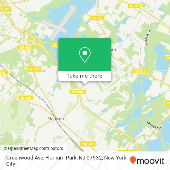 Mapa de Greenwood Ave, Florham Park, NJ 07932