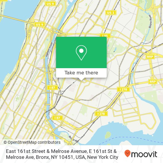 East 161st Street & Melrose Avenue, E 161st St & Melrose Ave, Bronx, NY 10451, USA map