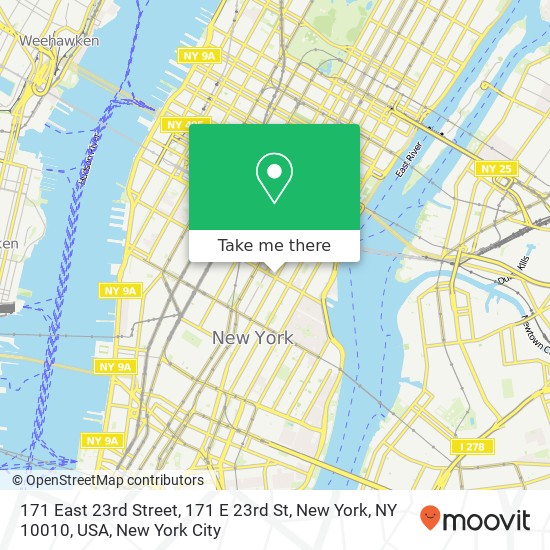 Mapa de 171 East 23rd Street, 171 E 23rd St, New York, NY 10010, USA