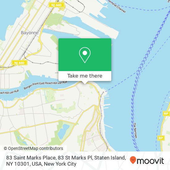 83 Saint Marks Place, 83 St Marks Pl, Staten Island, NY 10301, USA map