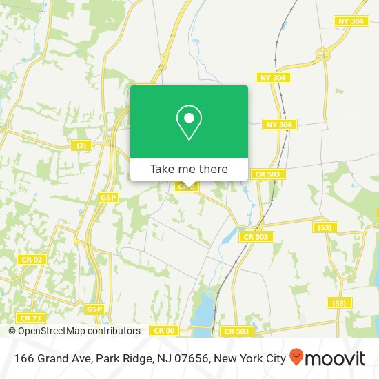 Mapa de 166 Grand Ave, Park Ridge, NJ 07656