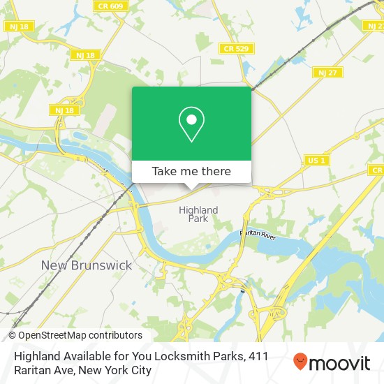 Mapa de Highland Available for You Locksmith Parks, 411 Raritan Ave
