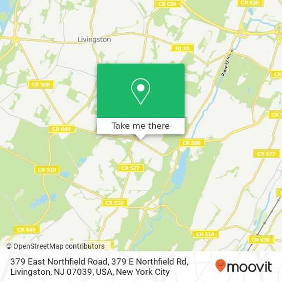 Mapa de 379 East Northfield Road, 379 E Northfield Rd, Livingston, NJ 07039, USA