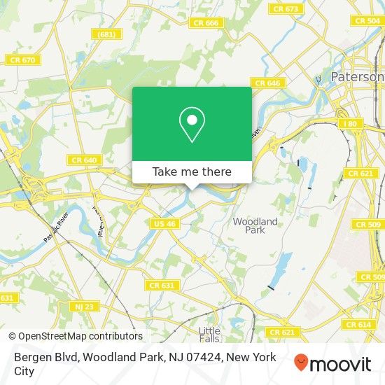 Mapa de Bergen Blvd, Woodland Park, NJ 07424