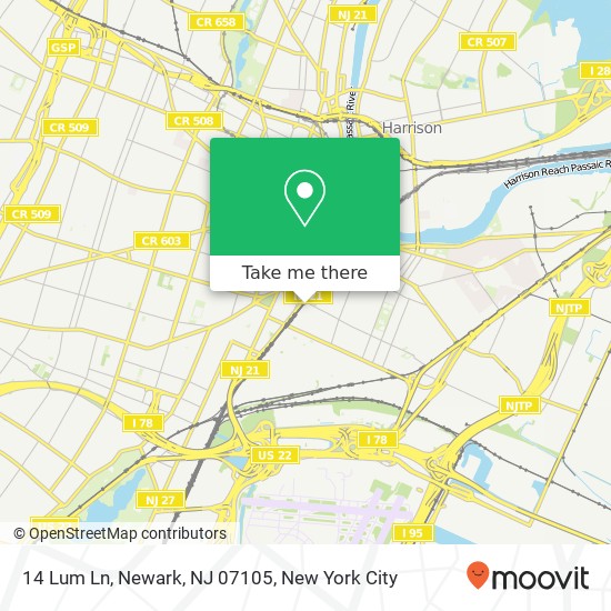 Mapa de 14 Lum Ln, Newark, NJ 07105