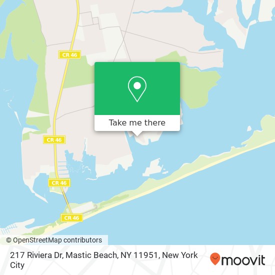 Mapa de 217 Riviera Dr, Mastic Beach, NY 11951