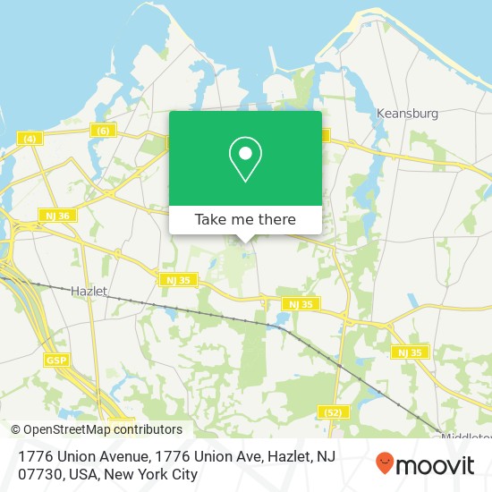 1776 Union Avenue, 1776 Union Ave, Hazlet, NJ 07730, USA map