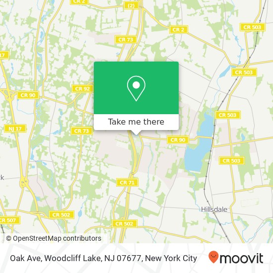 Mapa de Oak Ave, Woodcliff Lake, NJ 07677