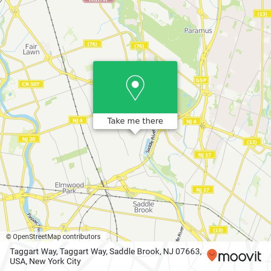 Mapa de Taggart Way, Taggart Way, Saddle Brook, NJ 07663, USA