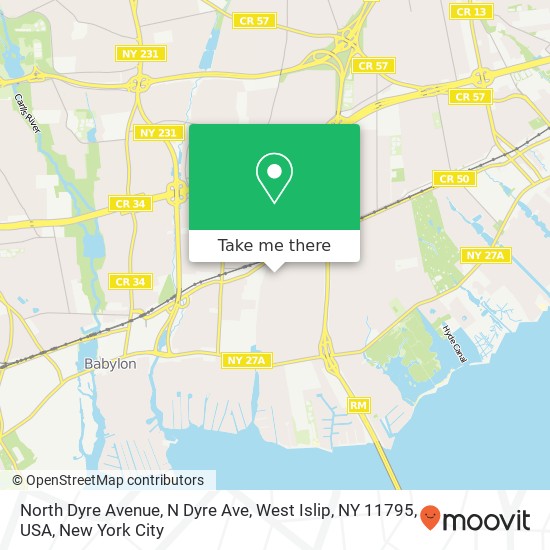 Mapa de North Dyre Avenue, N Dyre Ave, West Islip, NY 11795, USA