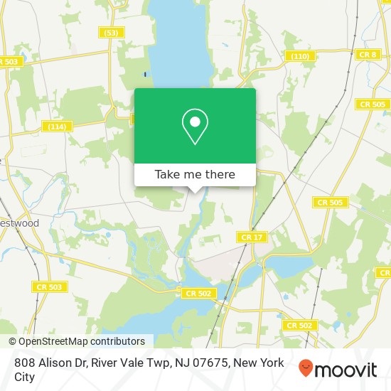 Mapa de 808 Alison Dr, River Vale Twp, NJ 07675