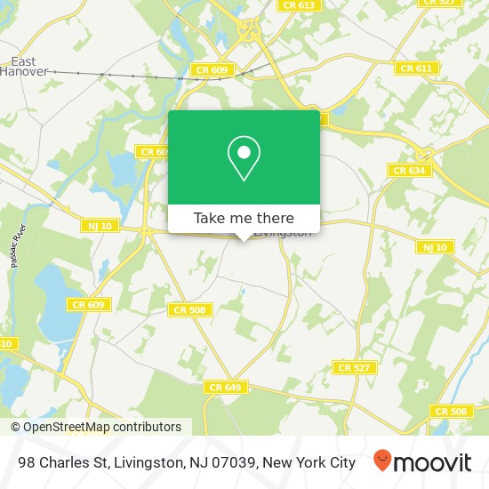 Mapa de 98 Charles St, Livingston, NJ 07039