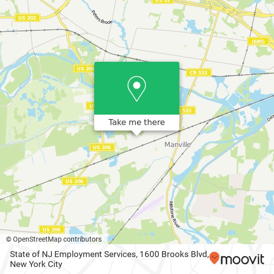 State of NJ Employment Services, 1600 Brooks Blvd map