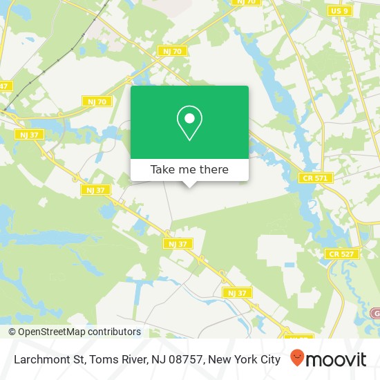 Mapa de Larchmont St, Toms River, NJ 08757