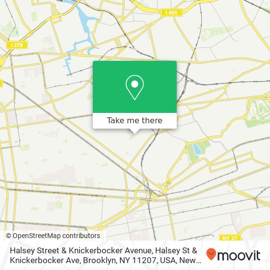 Mapa de Halsey Street & Knickerbocker Avenue, Halsey St & Knickerbocker Ave, Brooklyn, NY 11207, USA
