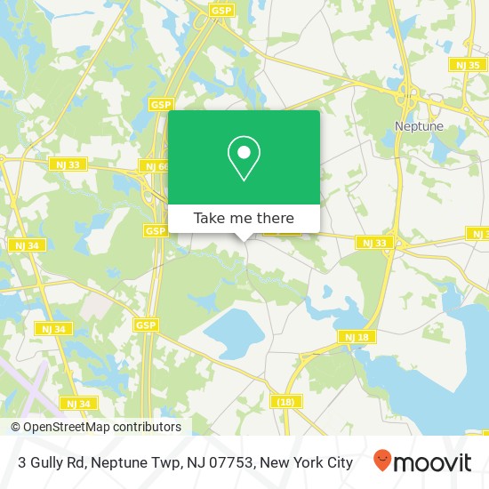 Mapa de 3 Gully Rd, Neptune Twp, NJ 07753