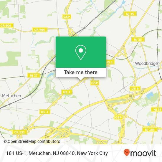 Mapa de 181 US-1, Metuchen, NJ 08840