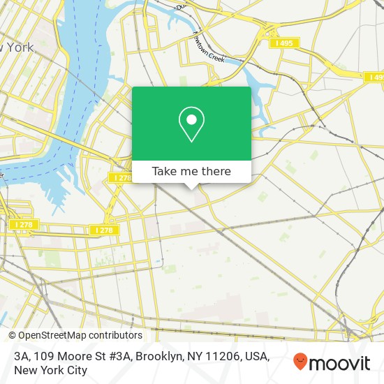 Mapa de 3A, 109 Moore St #3A, Brooklyn, NY 11206, USA