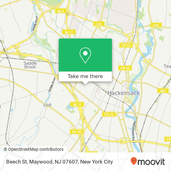 Mapa de Beech St, Maywood, NJ 07607