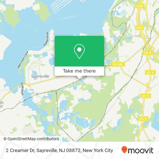 Mapa de 2 Creamer Dr, Sayreville, NJ 08872
