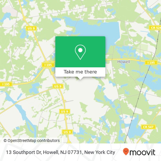 Mapa de 13 Southport Dr, Howell, NJ 07731