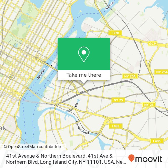 Mapa de 41st Avenue & Northern Boulevard, 41st Ave & Northern Blvd, Long Island City, NY 11101, USA