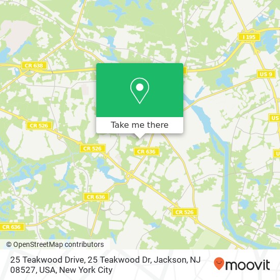 Mapa de 25 Teakwood Drive, 25 Teakwood Dr, Jackson, NJ 08527, USA