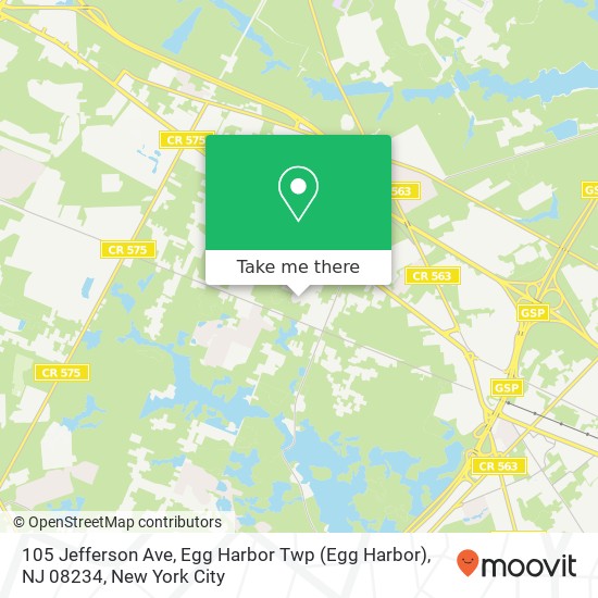 Mapa de 105 Jefferson Ave, Egg Harbor Twp (Egg Harbor), NJ 08234