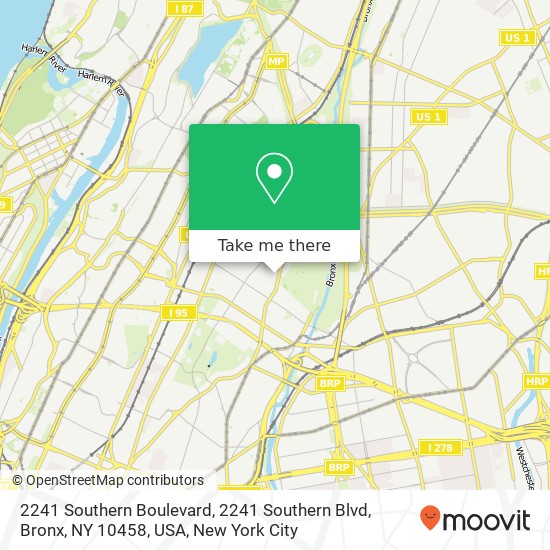 Mapa de 2241 Southern Boulevard, 2241 Southern Blvd, Bronx, NY 10458, USA