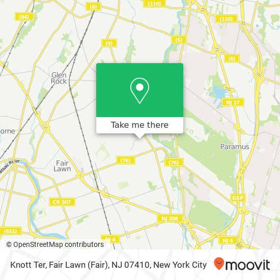 Mapa de Knott Ter, Fair Lawn (Fair), NJ 07410