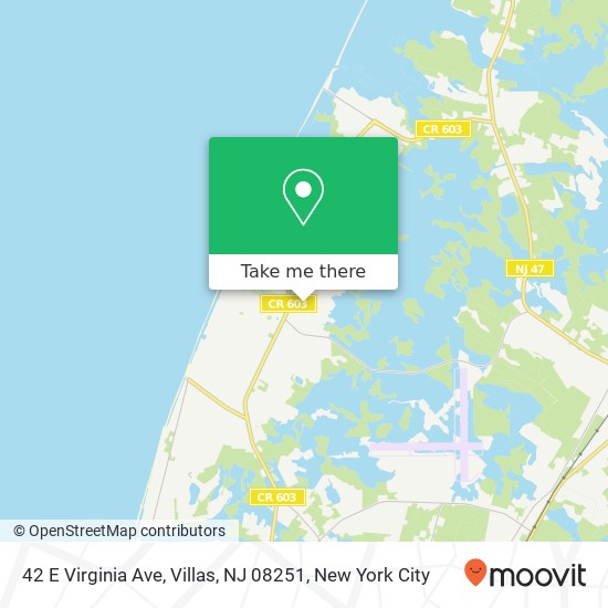 Mapa de 42 E Virginia Ave, Villas, NJ 08251