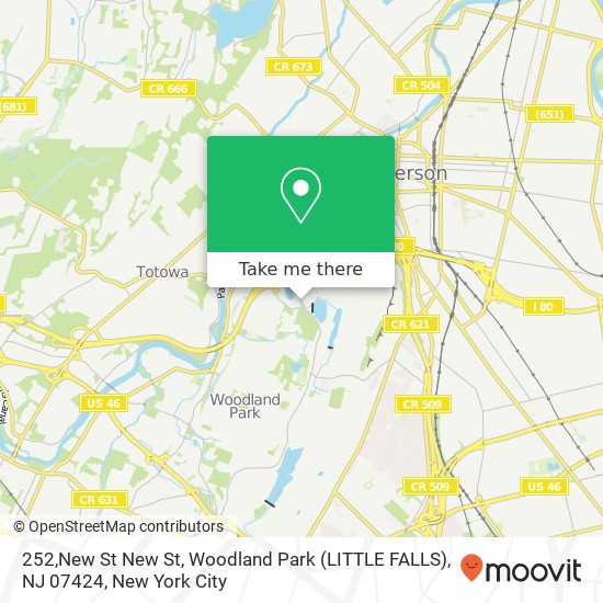 Mapa de 252,New St New St, Woodland Park (LITTLE FALLS), NJ 07424
