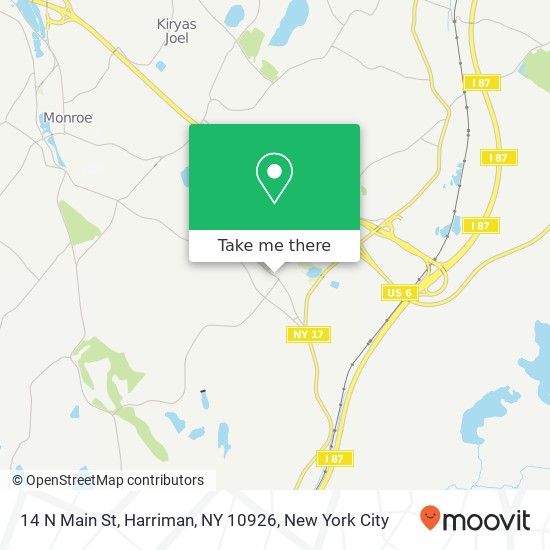 Mapa de 14 N Main St, Harriman, NY 10926