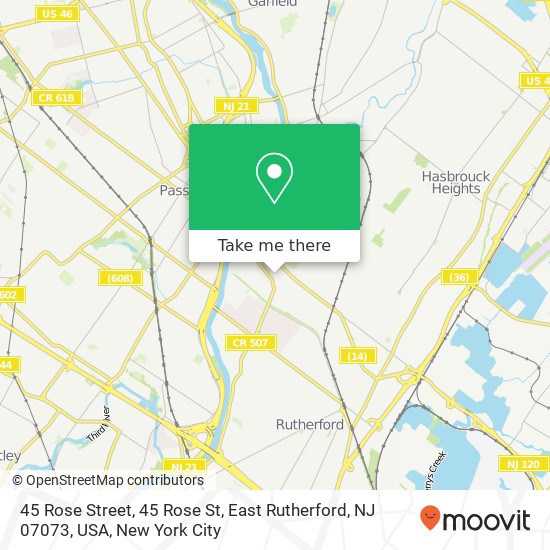 45 Rose Street, 45 Rose St, East Rutherford, NJ 07073, USA map