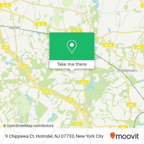 Mapa de 9 Chippewa Ct, Holmdel, NJ 07733