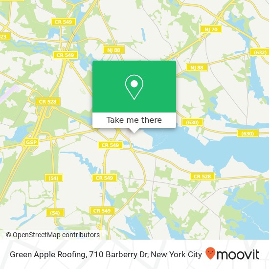 Mapa de Green Apple Roofing, 710 Barberry Dr