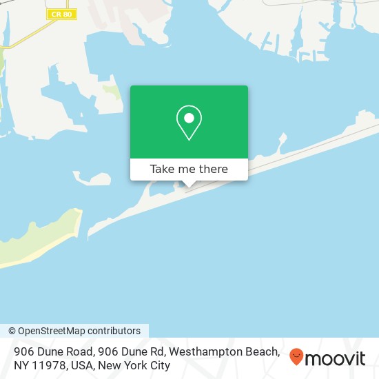 Mapa de 906 Dune Road, 906 Dune Rd, Westhampton Beach, NY 11978, USA