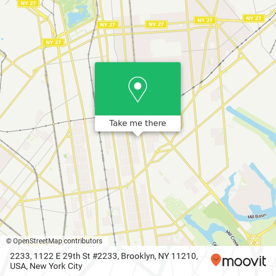 Mapa de 2233, 1122 E 29th St #2233, Brooklyn, NY 11210, USA