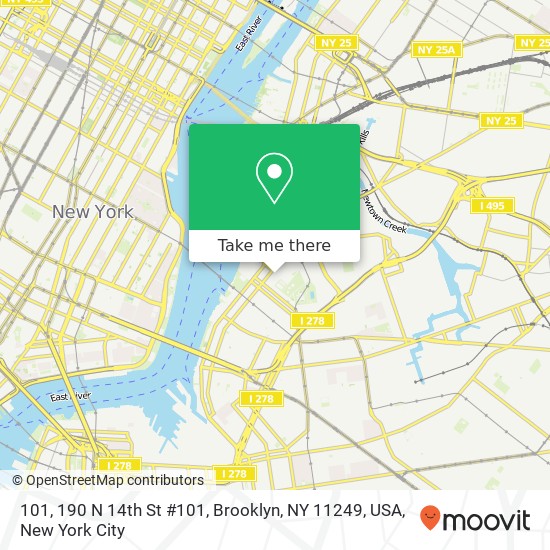 Mapa de 101, 190 N 14th St #101, Brooklyn, NY 11249, USA